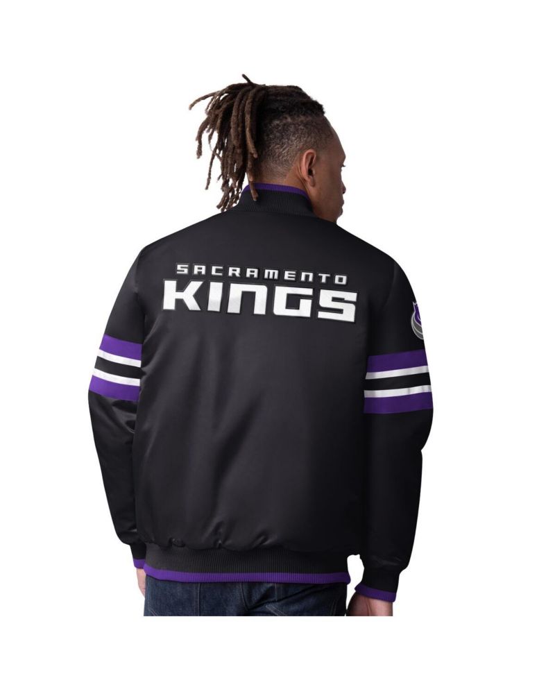 Men's Black Sacramento Kings Scout Varsity Satin Full-Snap Jacket