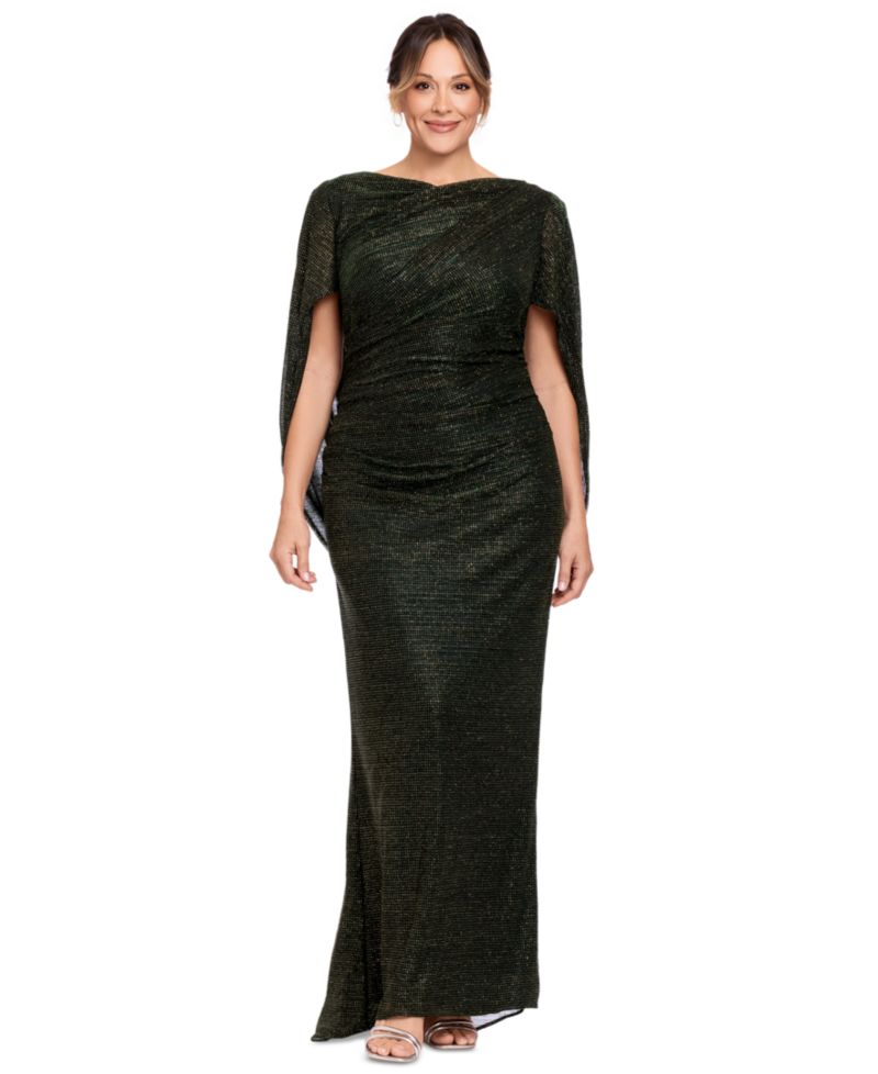 Plus Size Stretchy Glitter Metallic Gown