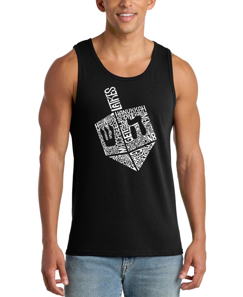 Men's Dreidel Hanukkah Word Art Graphic Tank Top