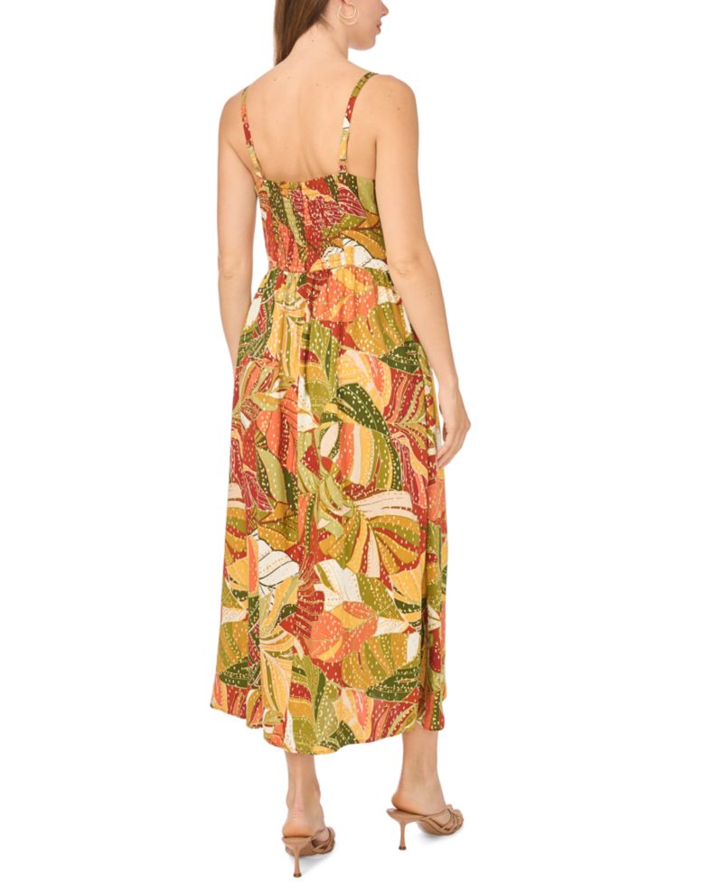 Women’s Floral Challis Smocked Maxi Dress