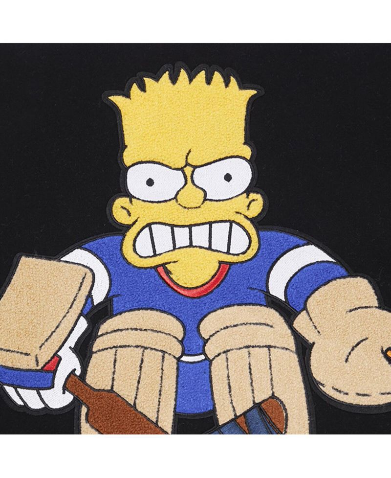 Men's Bart Simpson Black/Red The Simpsons Puckhead Hoodie Hockey Jersey