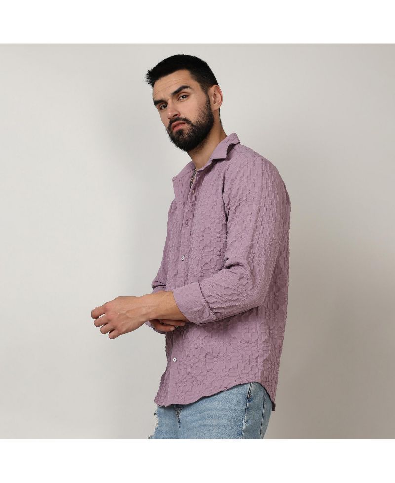 Men's Periwinkle Purple Embossed Geometric Shirt