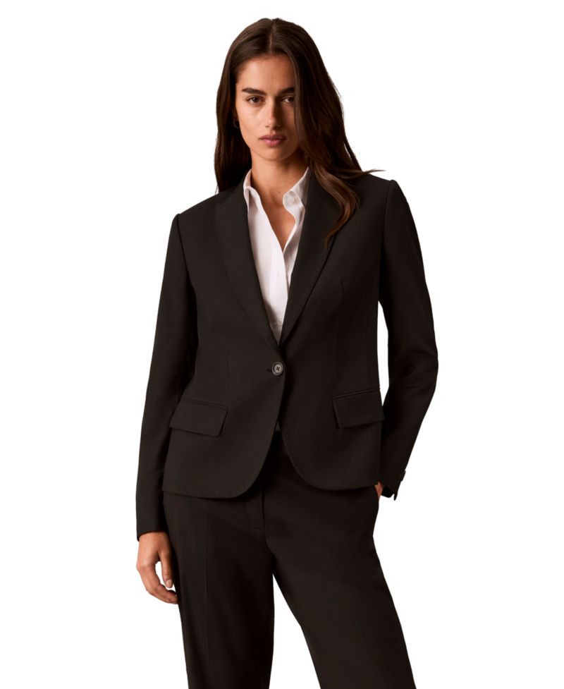 Petite One-Button Peak Lapel Blazer