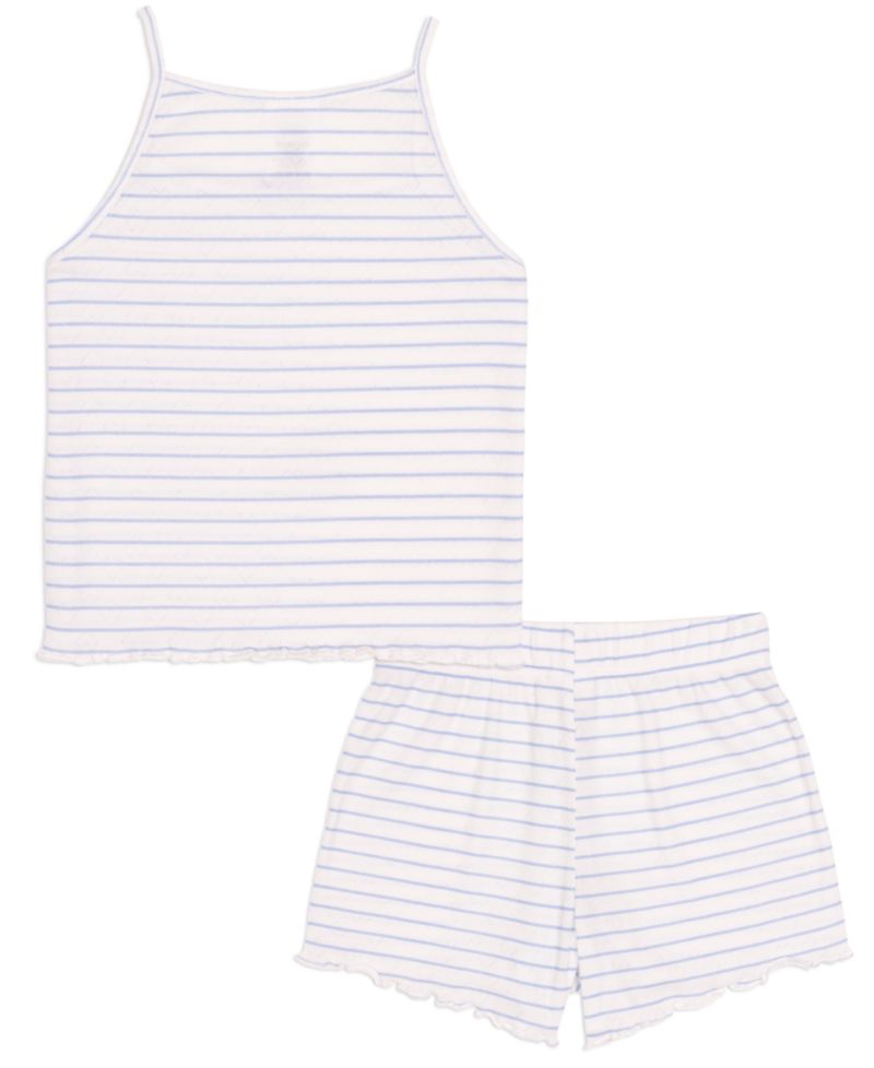 Girls' 6-16 Heart Pointelle Lettuce Edge Tank Top & Shorts, 2-Piece Set