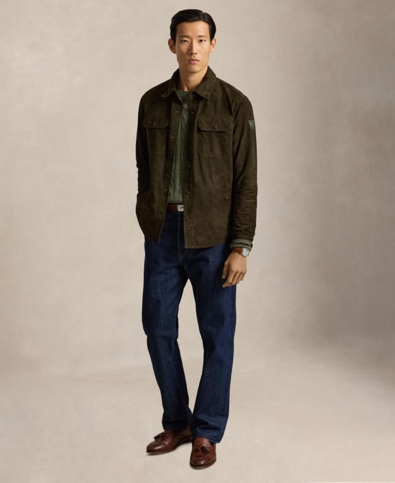 Reversible Suede-Taffeta Shirt Jacket