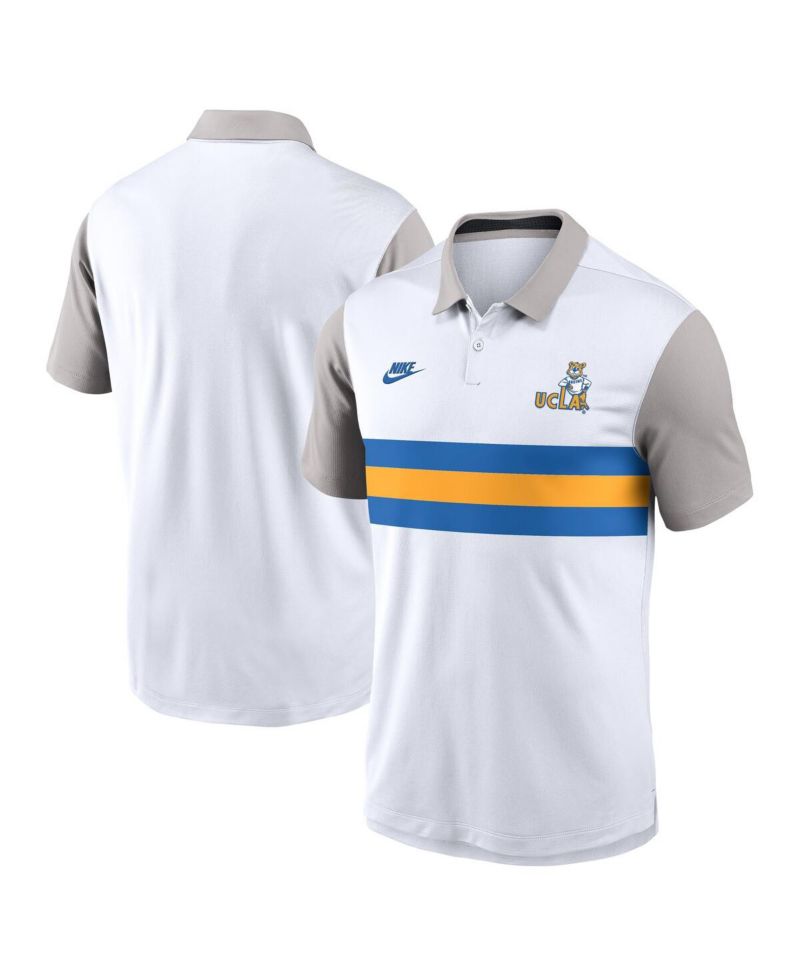Men's White/Gray UCLA Bruins Athletic Prep Legacy Logo Vapor Performance Polo Shirt
