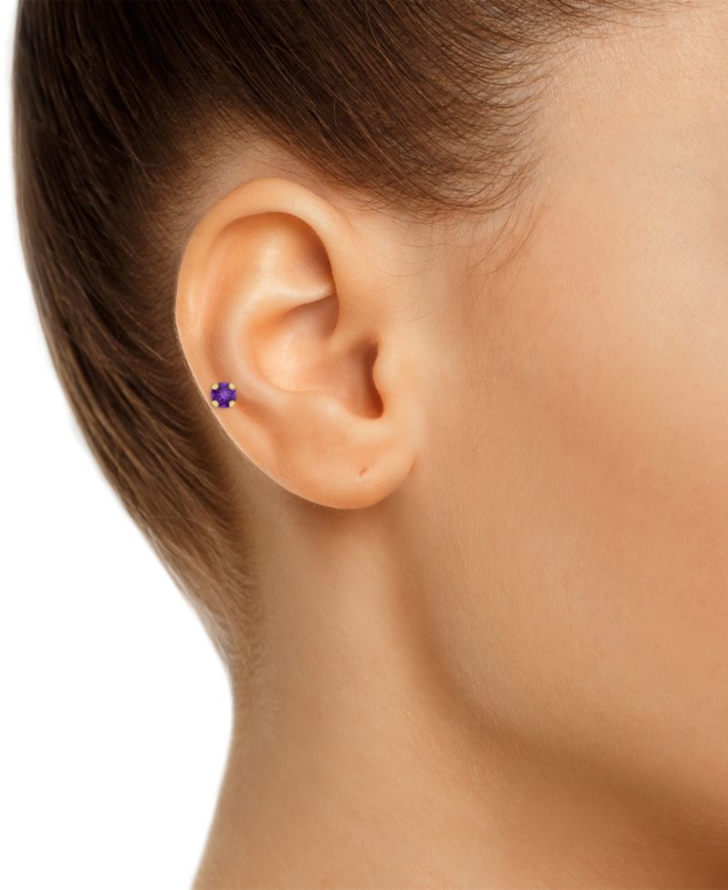 White Topaz (1/6 ct. t.w.) Stud Earrings in 14k Yellow Gold (Also Available in Multi-Stones)
