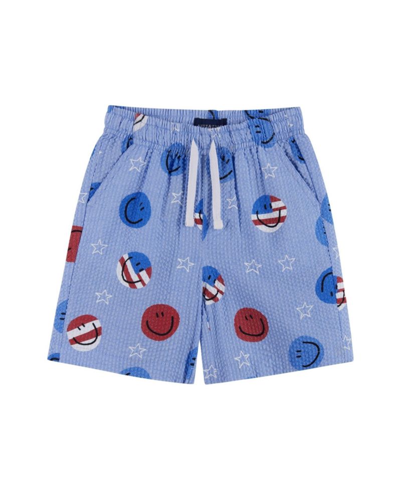 Toddler Boys Short Sleeve Patriotic Smile Seersucker Set