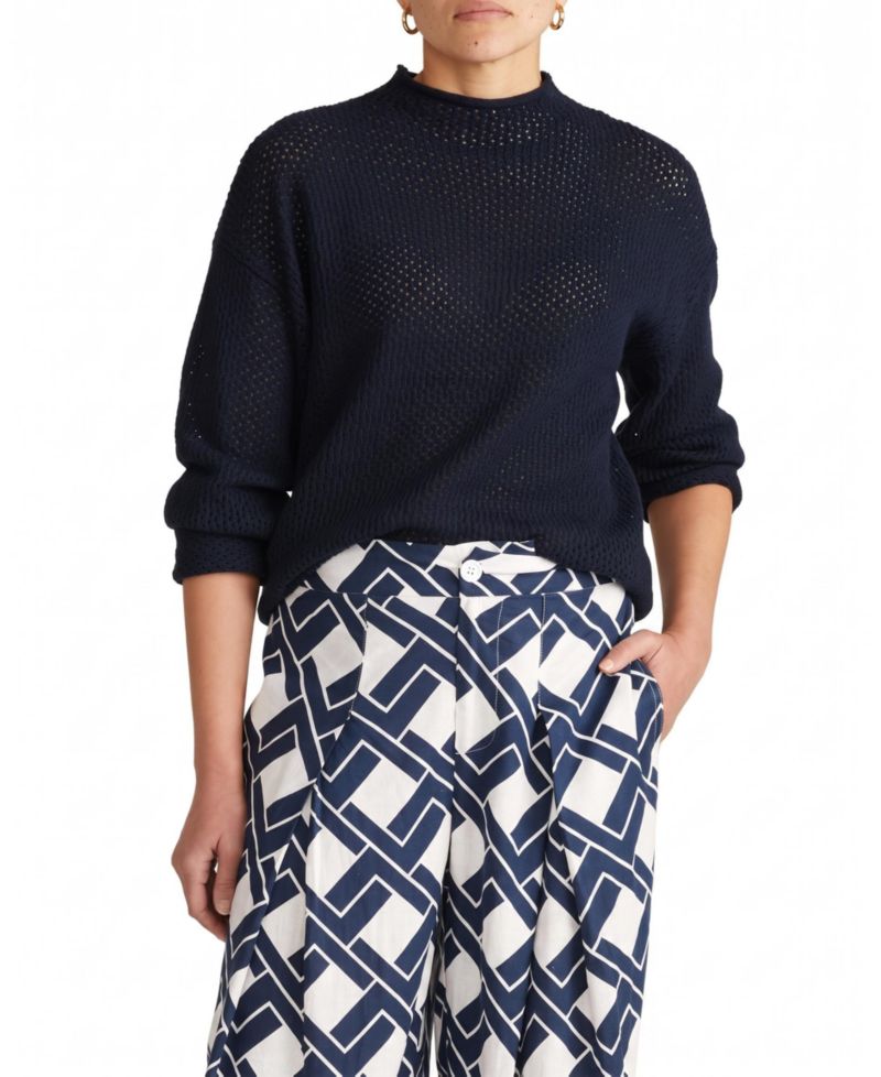 Plus Size Positano Pointelle Long-Sleeve Sweater