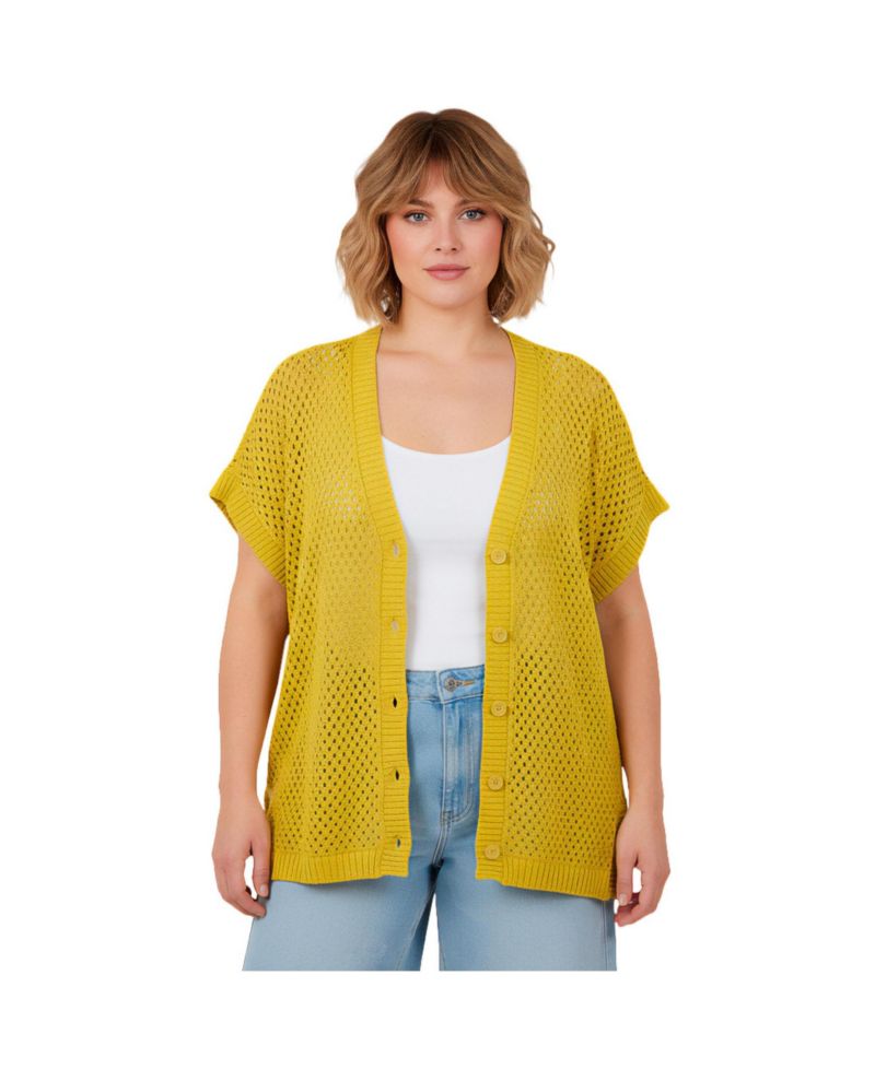 Women's Short Sleeve Button Front Cardigan