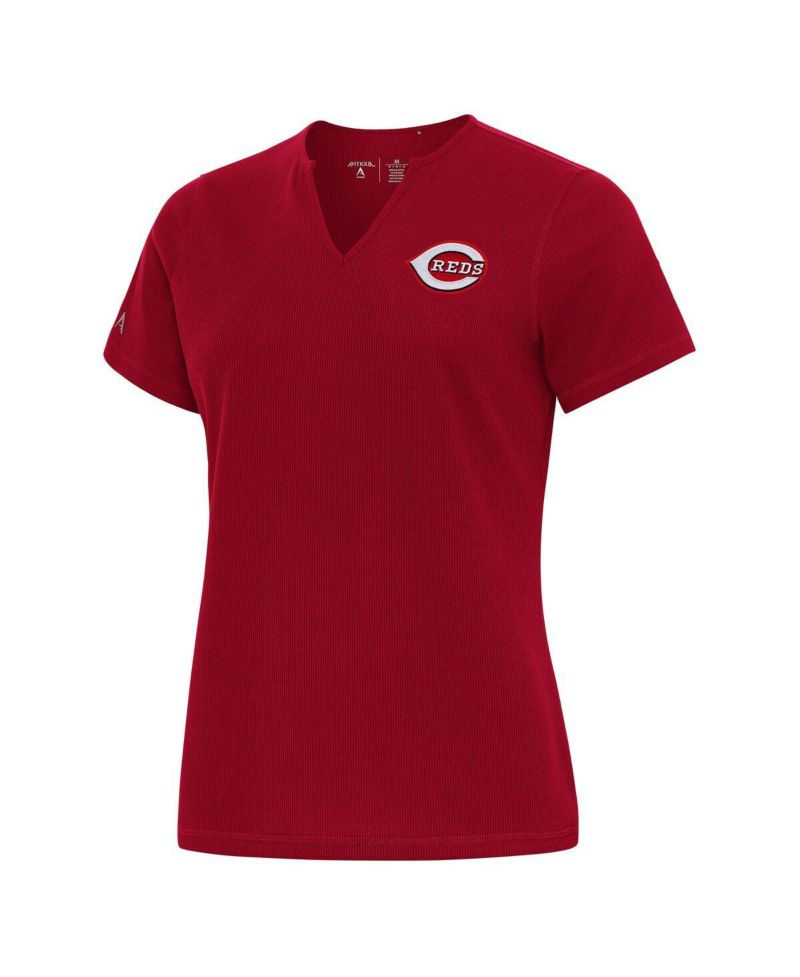 Women's Red Cincinnati Reds Notch Neck T-Shirt