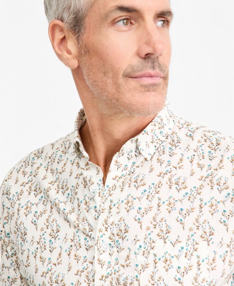 Men's Floral Poplin Button-Down Shirt