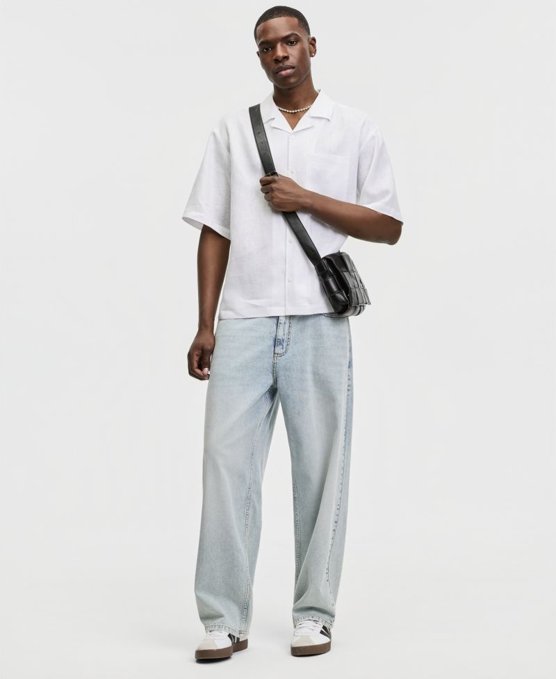 Men's Boxy-Fit Short-Sleeve Linen Camp Shirt