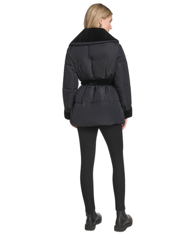 Women's Emerson Mixed Media Belted Wrap Coat