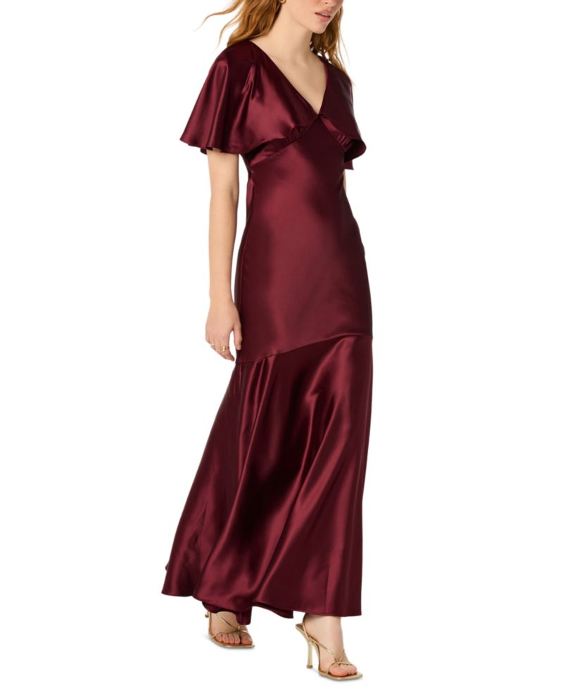 Women's Jamie V-Neck Cape-Sleeve Open-Back Gown