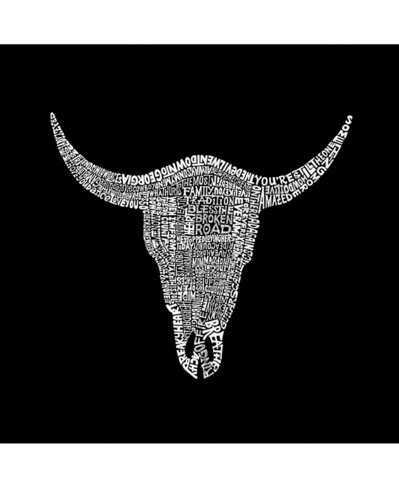 Men's Word Art Long Sleeve T-Shirt - Cowskull Country Hits