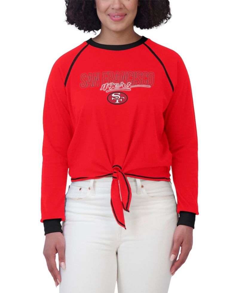 Women's Scarlet San Francisco 49ers Tie-Front Long Sleeve T-Shirt