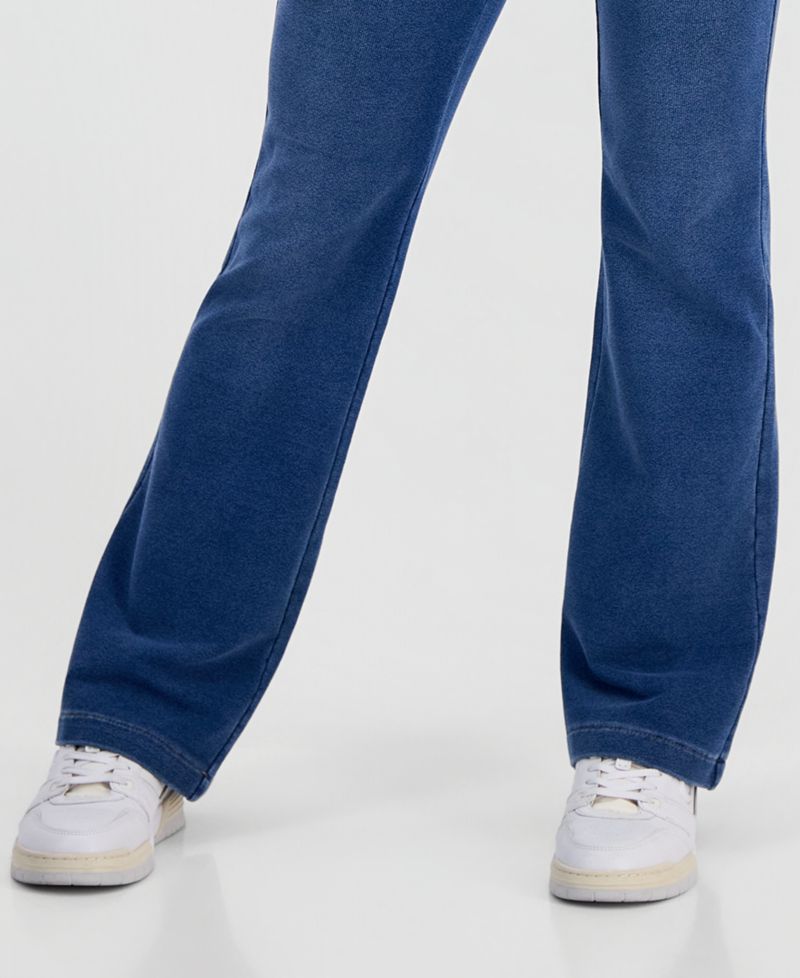 Juniors' Fleece-Knit Drawstring-Waist Bootcut Jeans