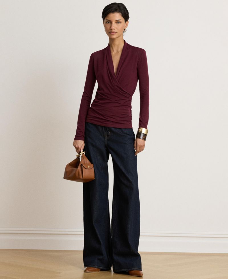 Women's Long-Sleeve Surplice Blouse