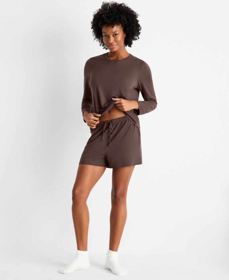 State of Day Women's Crewneck Long-Sleeve Short Pajama Set