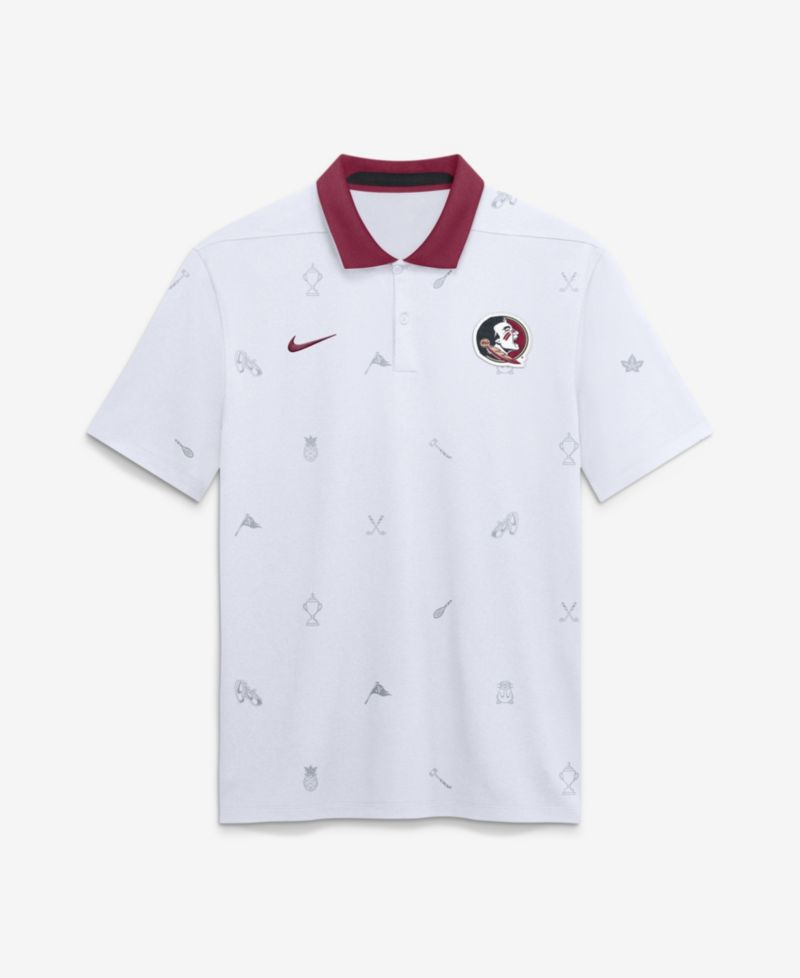 Men's White Florida State Seminoles Vapor Pattern Dri-FIT Polo Shirt
