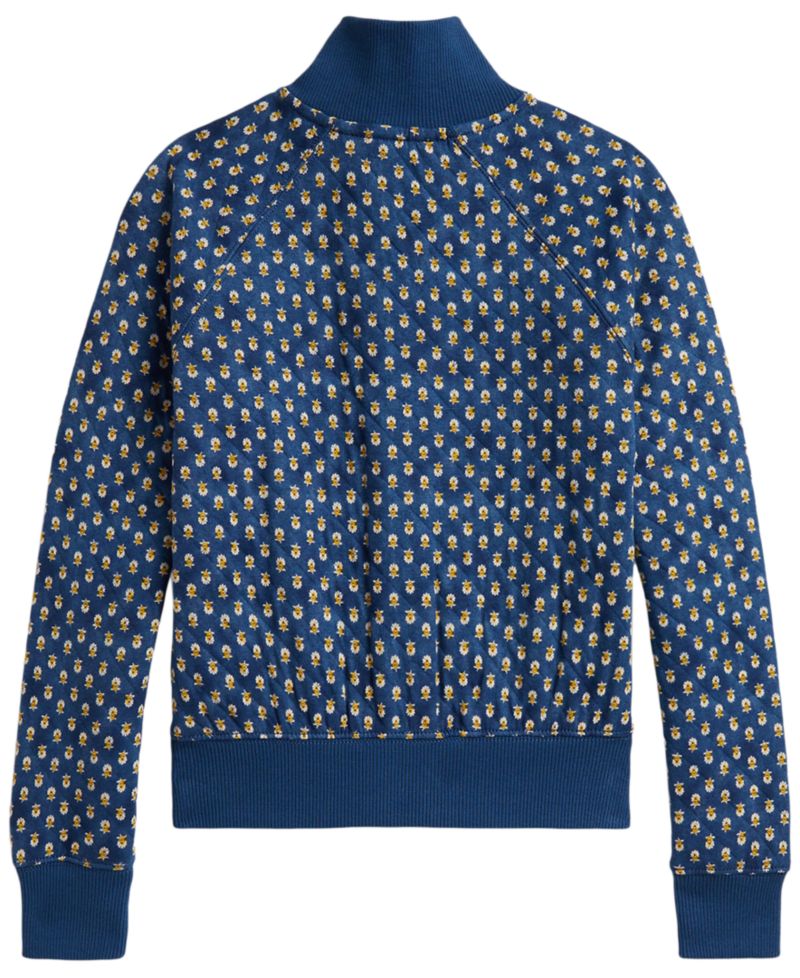 Girls' 7-16 Floral Quilted Double-Knit Jacket