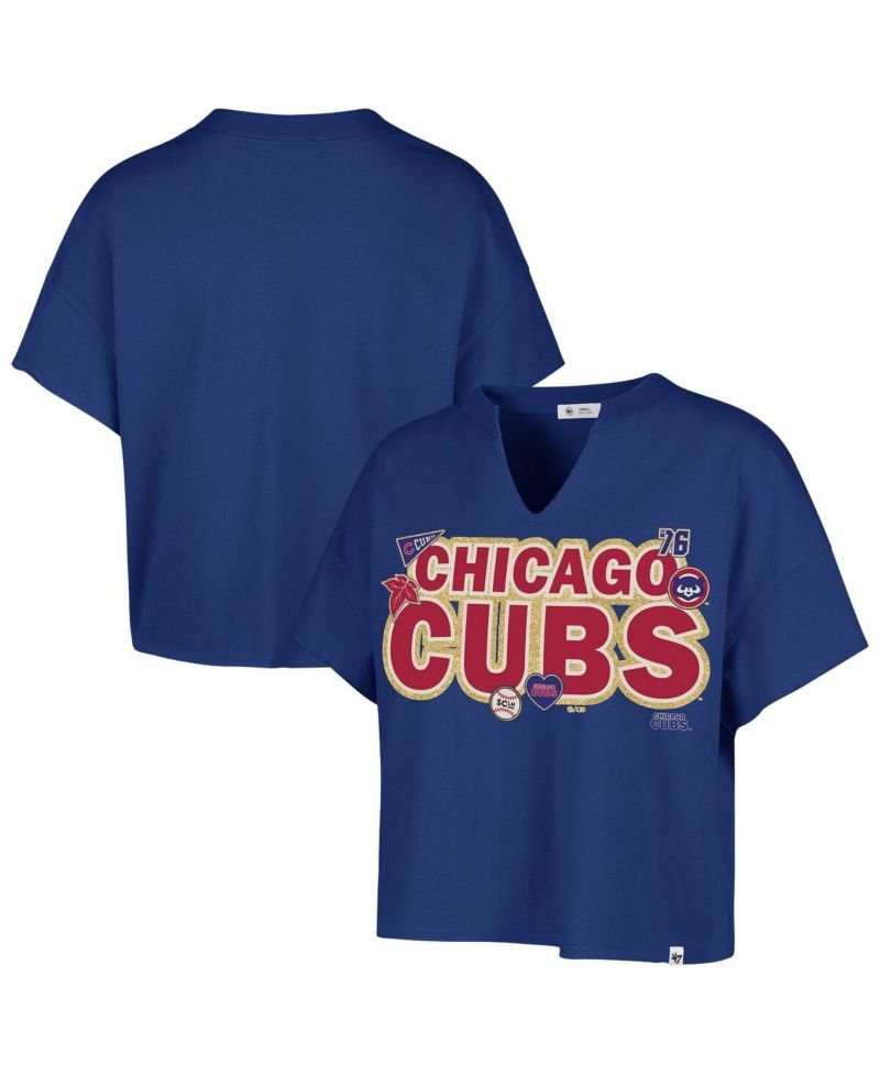 Stoney Clover Lane X Women's Royal Chicago Cubs Oversized Notch Neck T-Shirt