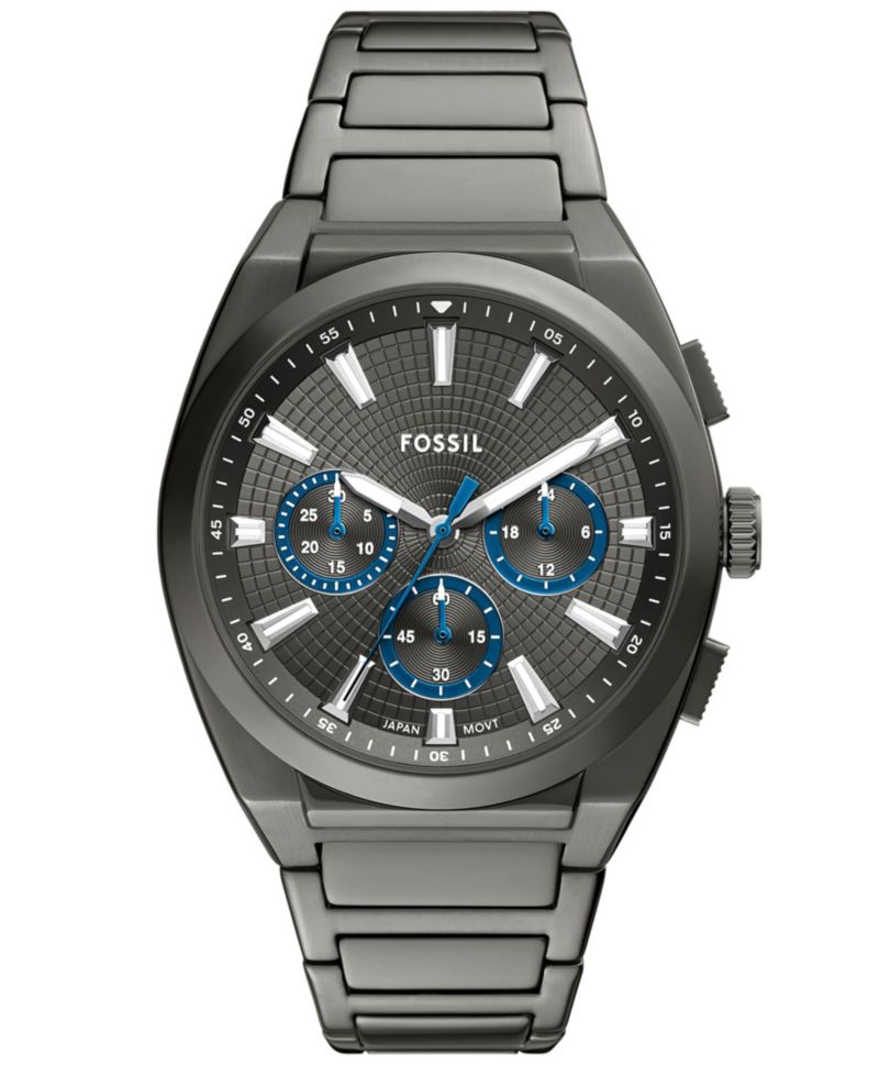 Men's Everett Chronograph Smoke Stainless Steel Watch, 44mm