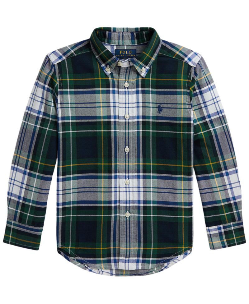 Boys' 2T-7 Plaid Cotton Oxford Shirt