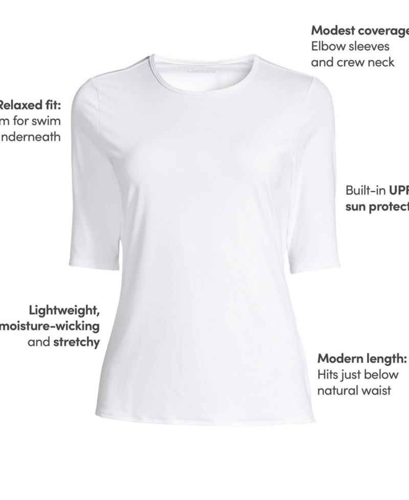 Women's SunShade UPF 50 Elbow Sleeve Rash Guard Swim Tee