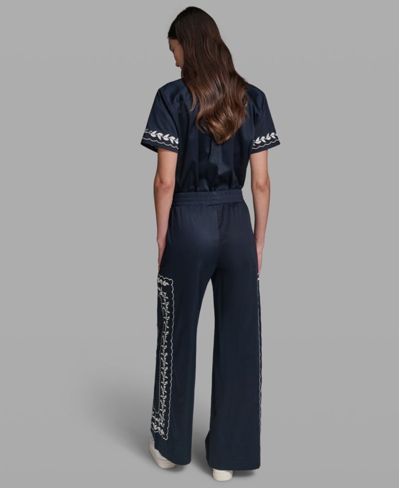 Petite Mid-Rise Embroidery Pants