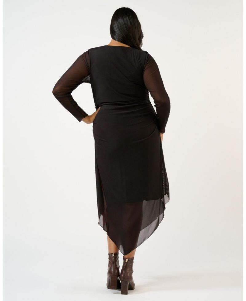 Women's Raya Asymmetrical Long Sleeve Mesh Dress