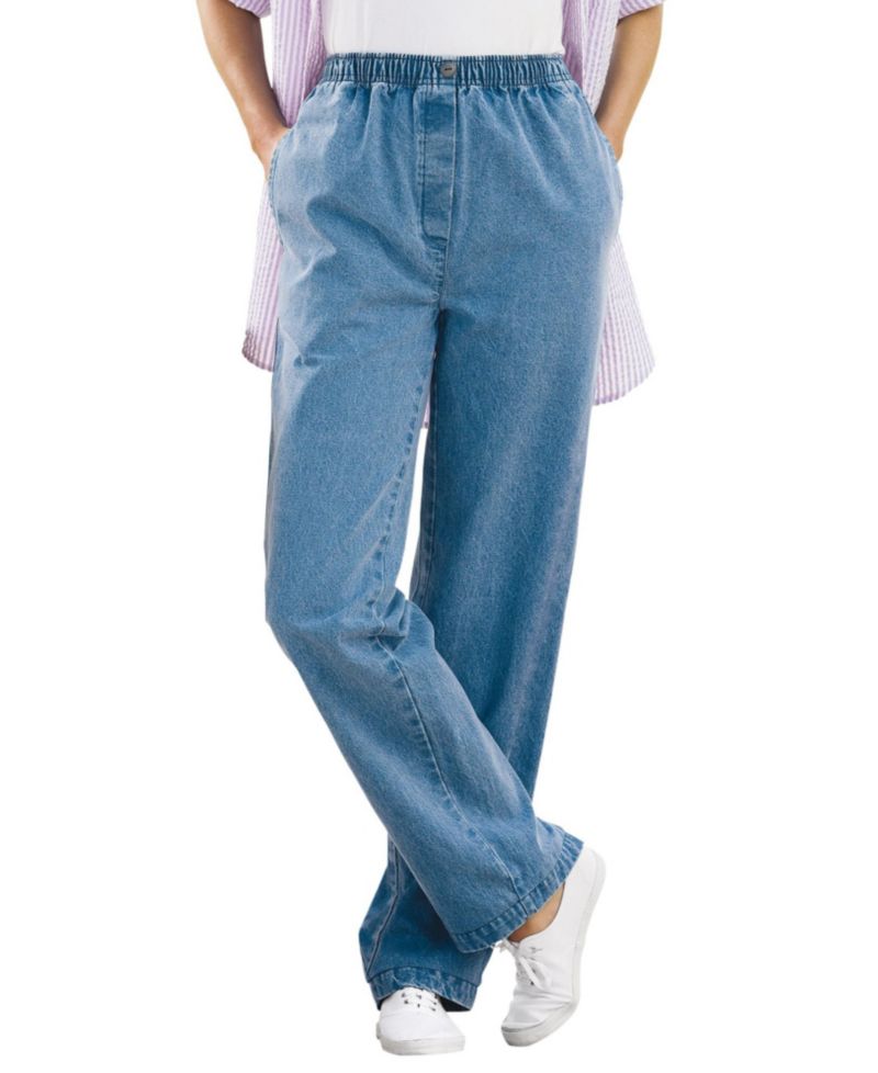 Women's Within Tall Straight-Leg All-Cotton Denim Pull-On 7-Day Elastic-Waist Jeans