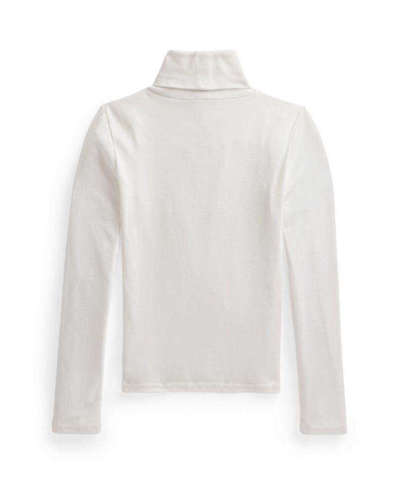 Girls' 4-16 Ribbed Long-Sleeve Cotton-Blend Turtleneck T-Shirt