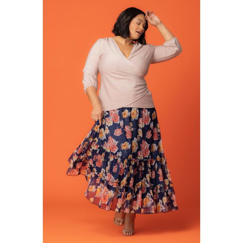 Plus Size Isla Tiered Mesh Maxi Skirt