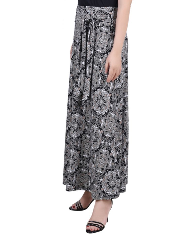 Petite Printed Maxi Skirt with Sash Waist Tie
