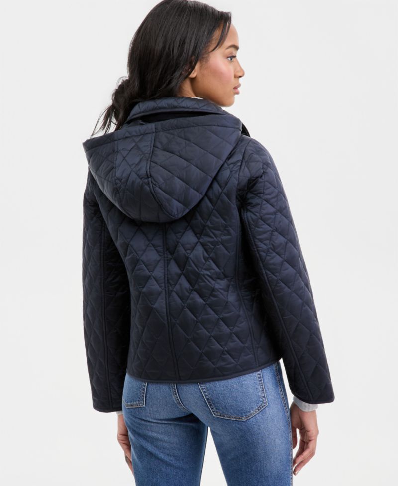 Michael Kors Petite Short Hooded Quilted Coat
