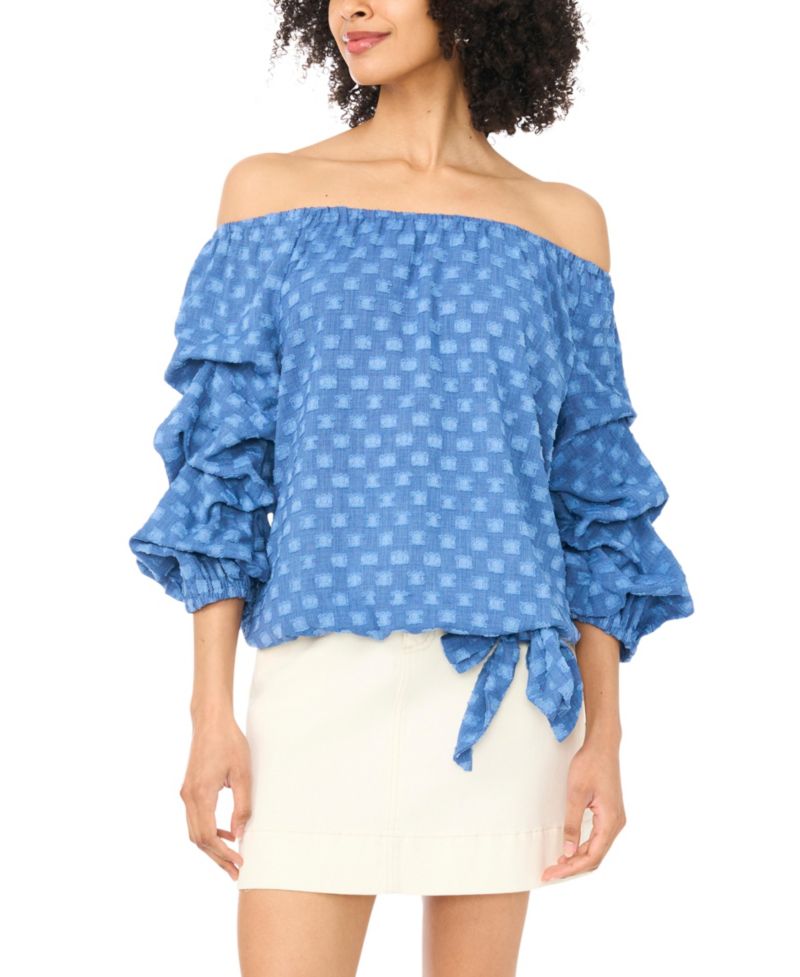 Women's Off-The-Shoulder Bubble-Sleeve Blouse