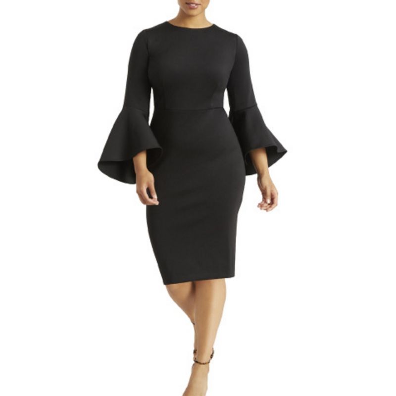 Women's Flare Sleeve Scuba Dress