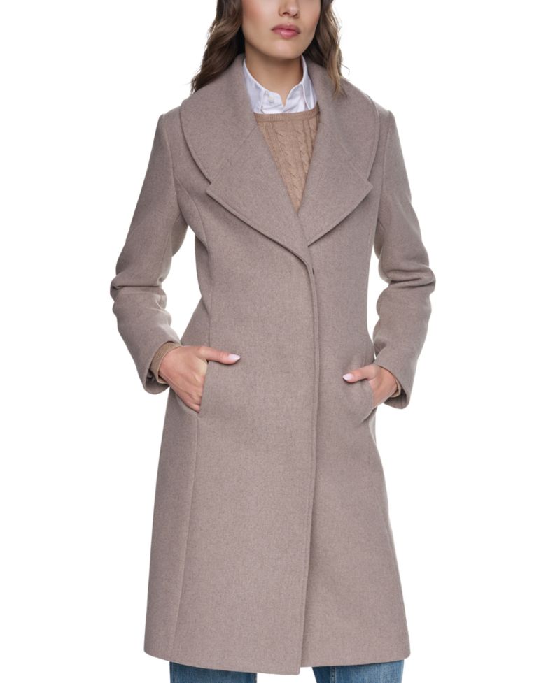 Women's Large-Collar Wool-Blend Coat