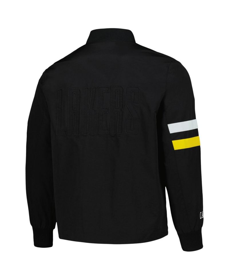 Men's and Women's Black Los Angeles Lakers Stitch Applique Full-Zip Bomber Jacket