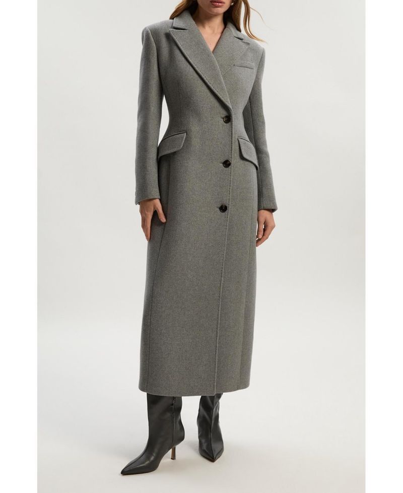 Women's Wool Blend Tailored Fitted Maxi Coat