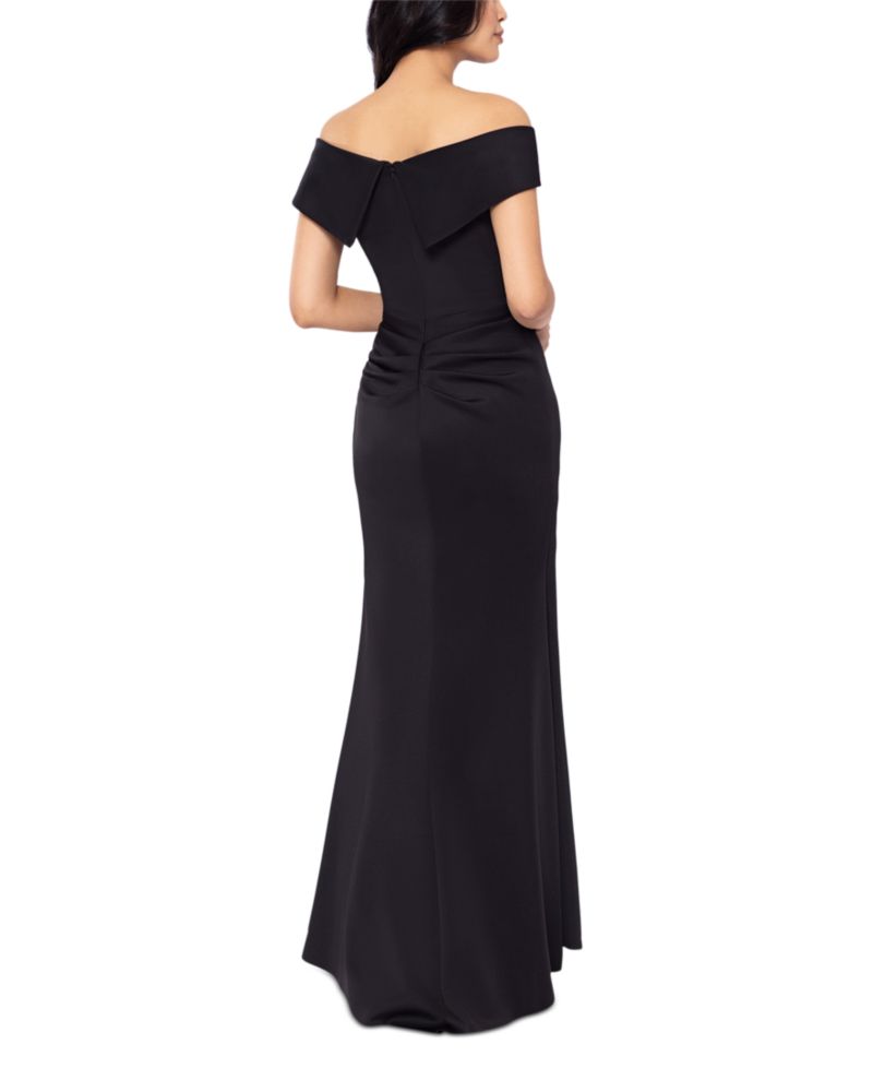 Women's Scuba Off-The-Shoulder Gown
