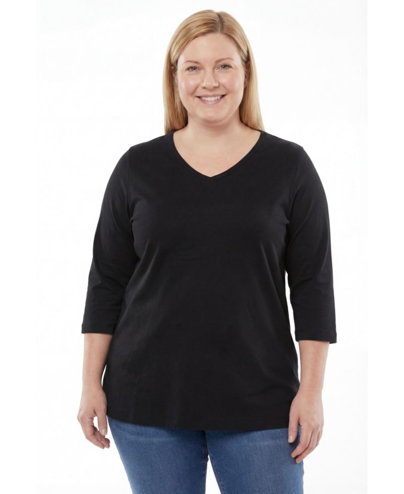 Women's Within Perfect Three-Quarter Sleeve V-Neck Tunic