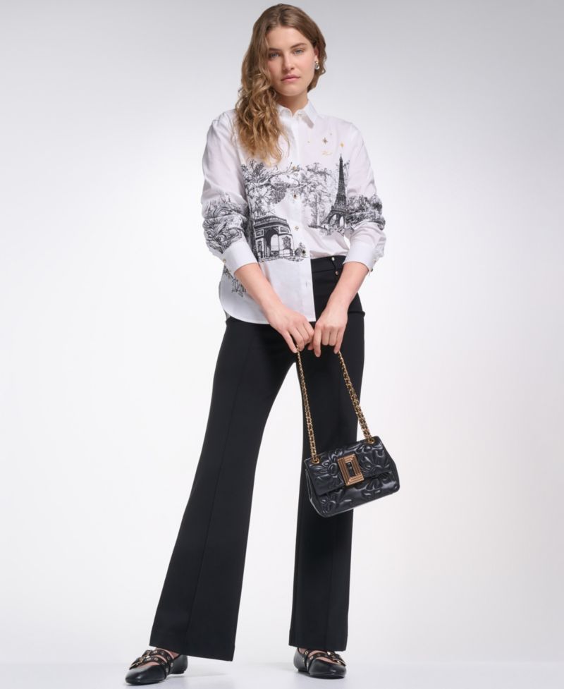 Petite Parisian Graphics Long-Sleeve Shirt