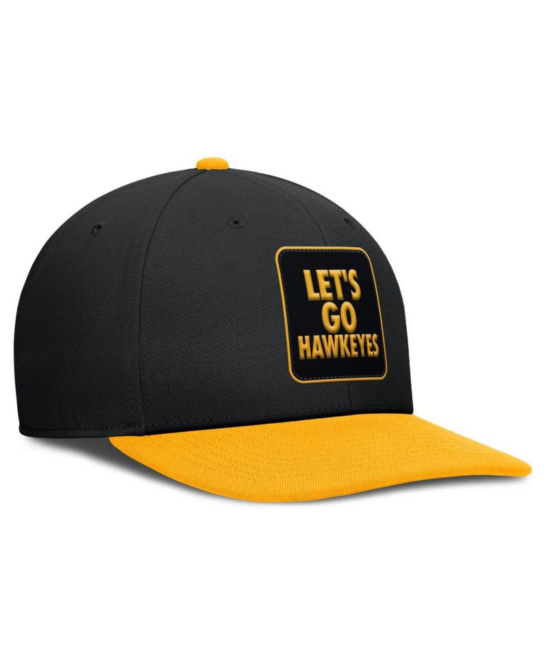 Men's Black/Gold Iowa Hawkeyes 2025 Sideline Campus Pro Local Snapback Hat