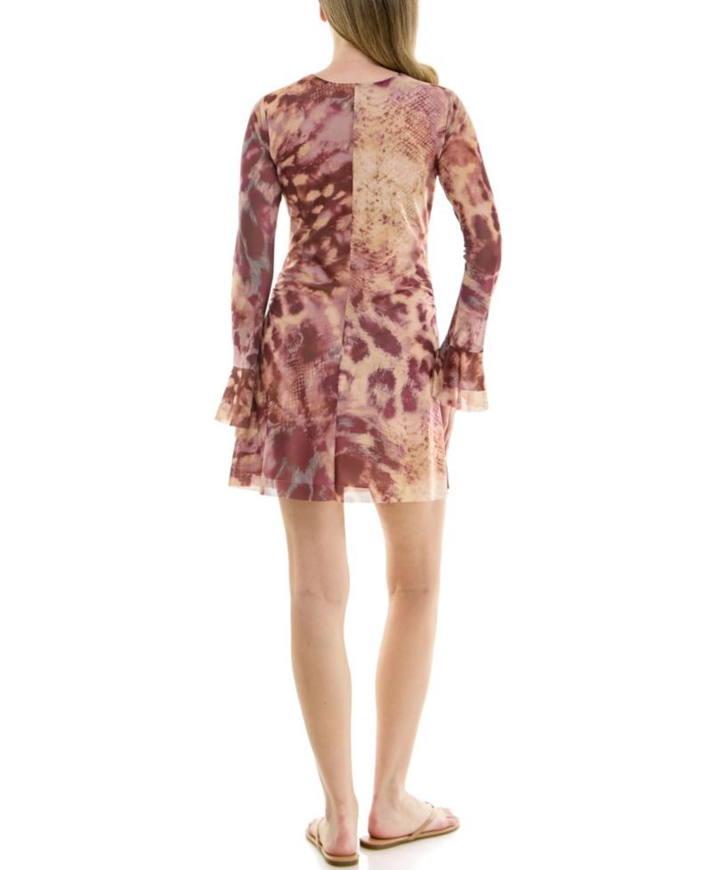 Juniors' Mesh Animal Print Mini Dress
