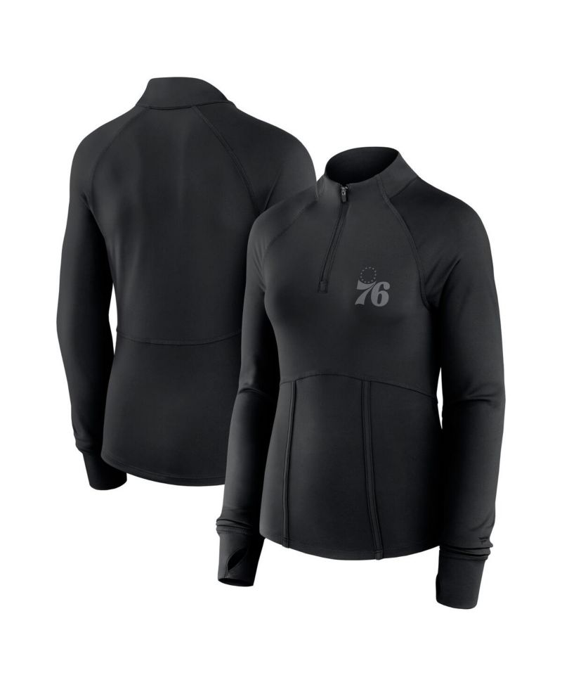 Women's Black Philadelphia 76ers Elements Match Raglan Quarter-Zip Top