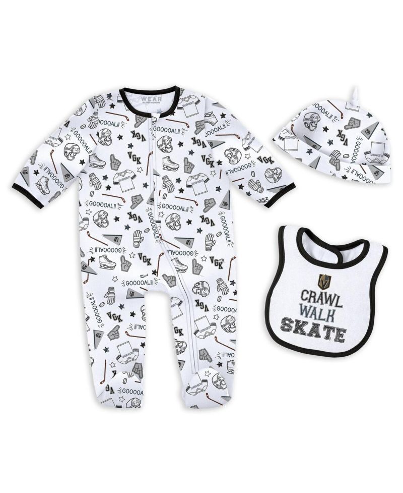 Baby Boys and Girls Vegas Golden Knights Sleep and Play Sleeper Set with Bib
