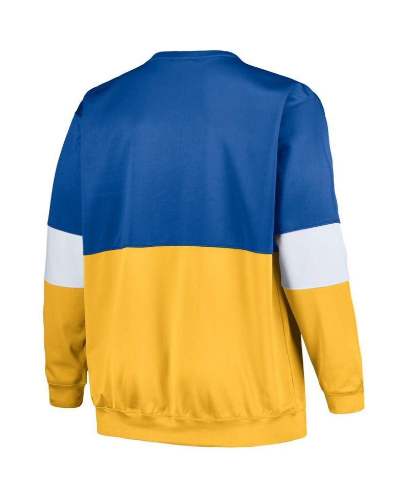 Men's Royal, Gold Golden State Warriors Big and Tall Split Pullover Sweatshirt
